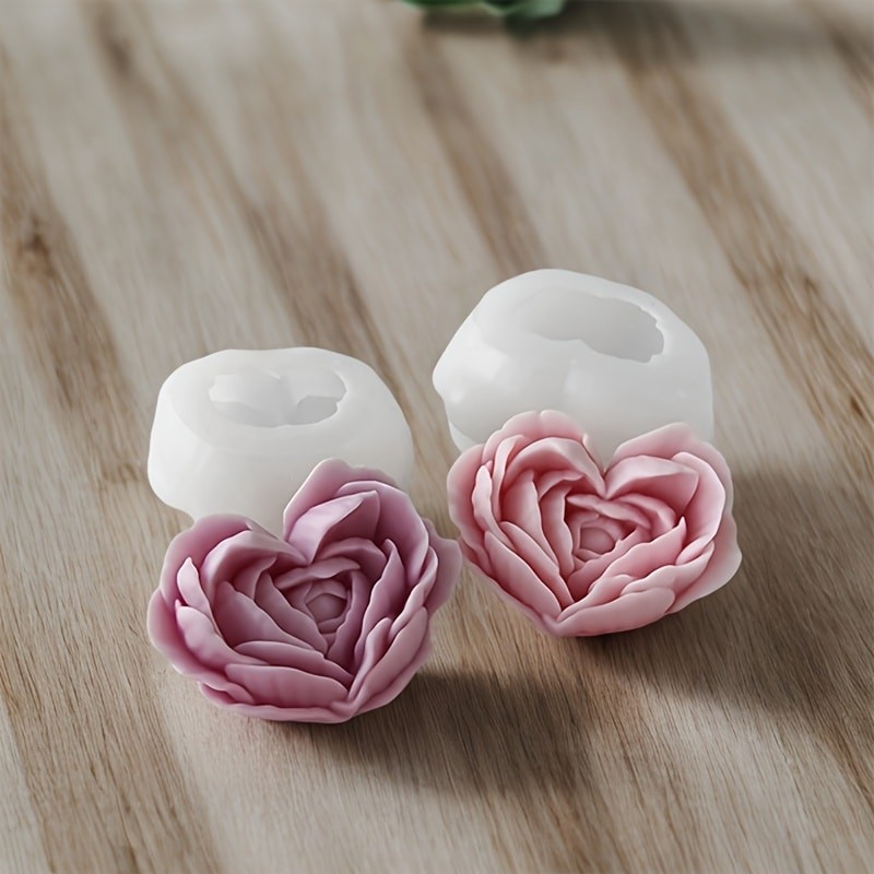 

Rose Candle Molds Heart Shape 3D Rose Flower Molds Silicone Silicone Molds for Making Candle Resin Soap Aromathe