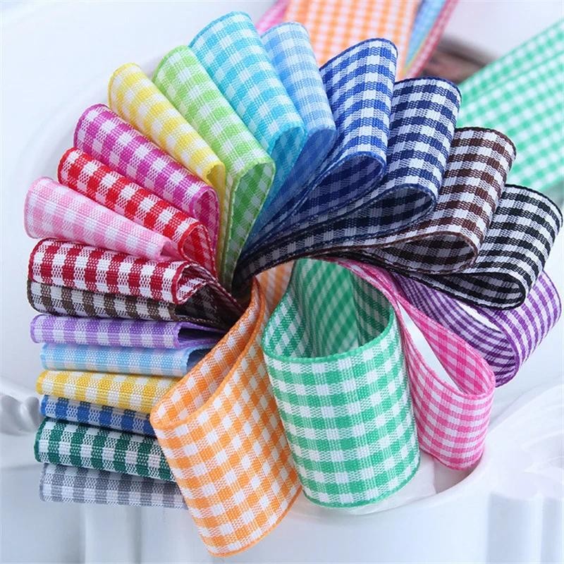 

10mm 25mm Lattice Plaid Ribbons Bow Ribbon Gift Wrapping Polyester Ribbon Handmade DIY Accessories,5 yards / lot