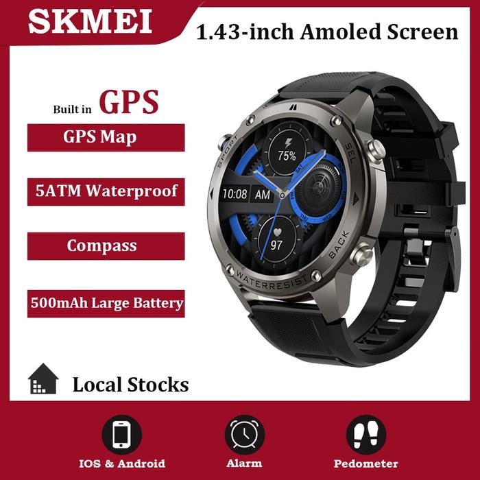 SKMEI DM56 Smartwatch GPS Map  |  1.43 Amoled  |  5ATM Waterproof  |  Compass  |  Altitude Air Press