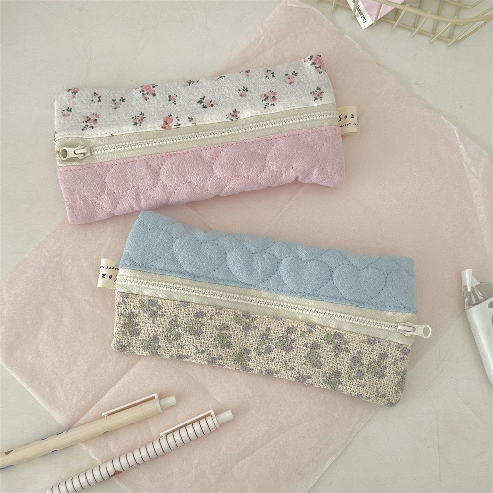 

Cute Cartoon Floral Printing Pencil Bag Large Capacity Multifunctional Student Pencil Case Stationery Organizer Grils