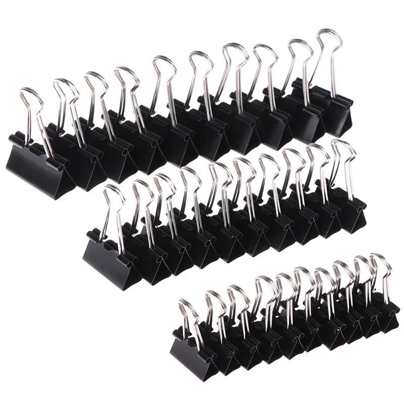 

10pcs/set 19mm/25mm/32mm black metal binder note letter holder office stationery binding and fixing