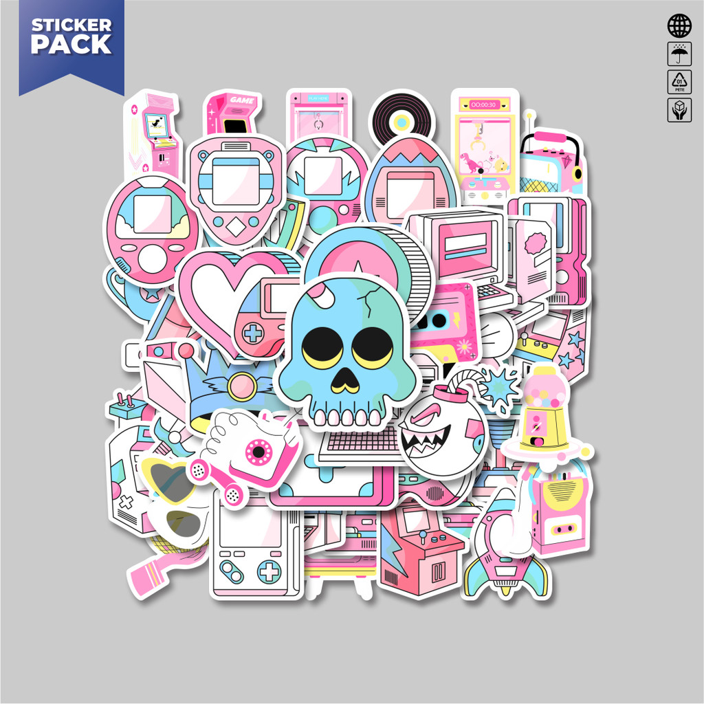 

[100PCS]Stiker Pack Stiker Pastel Gaming Mix Aesthetic Vinyl Anti Air Dekorasi Sticker Laptop Buku Journal Koper Helm Casing HP Gitar Helm Skateboard