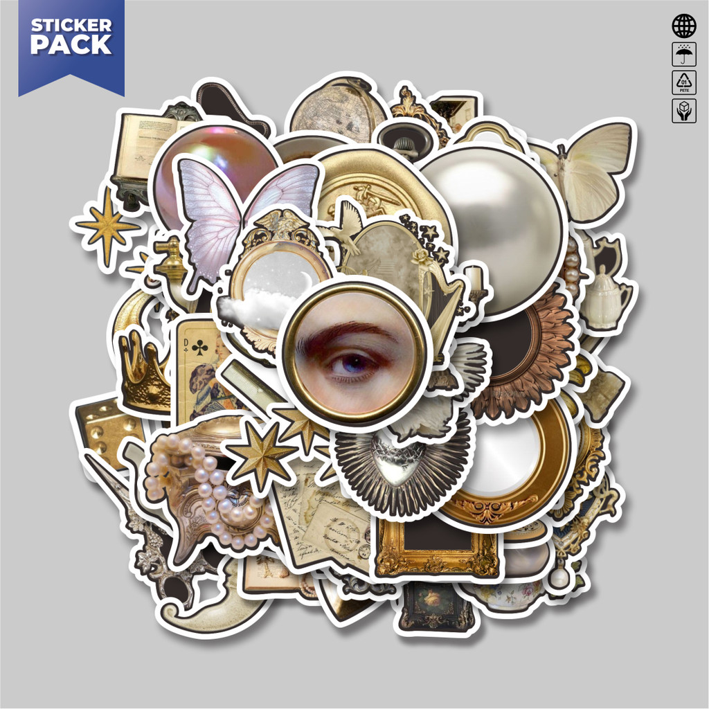 

[100PCS]Stiker Pack Stiker Golden Royality Colored Retro Aesthetic Mix 1 Aesthetic Vinyl Anti Air Dekorasi Sticker Laptop Buku Journal Koper Helm Casing HP Gitar Helm Skateboard
