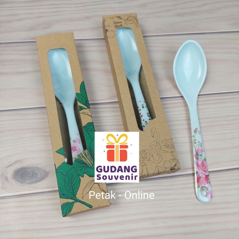 50 Pcs, Sendok Makan Melamin Kemasan Box Coklat murah berkualitas