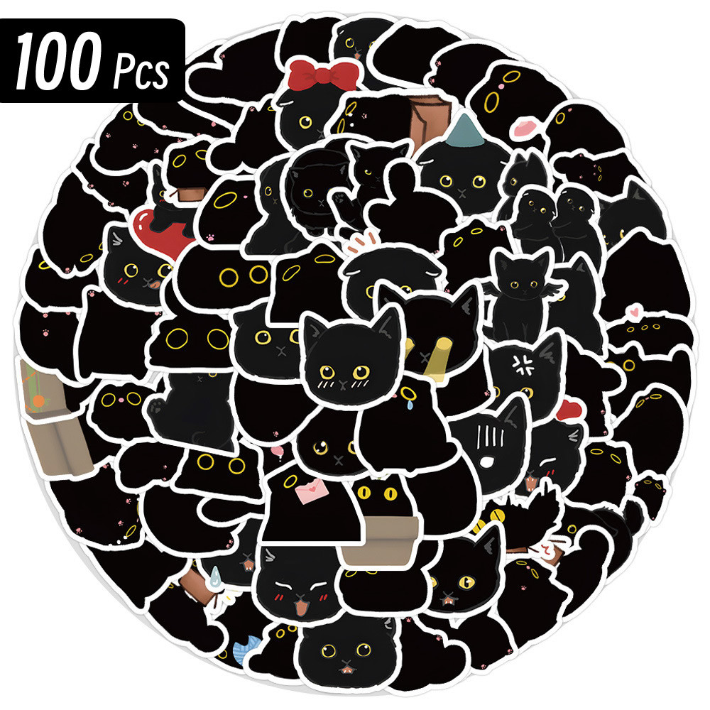 

Kawaii Black Cats Meme Cute Stickers Pack Aesthetic Stationery Supplies Office School Diary Decoration Sticker Book Art Supplies