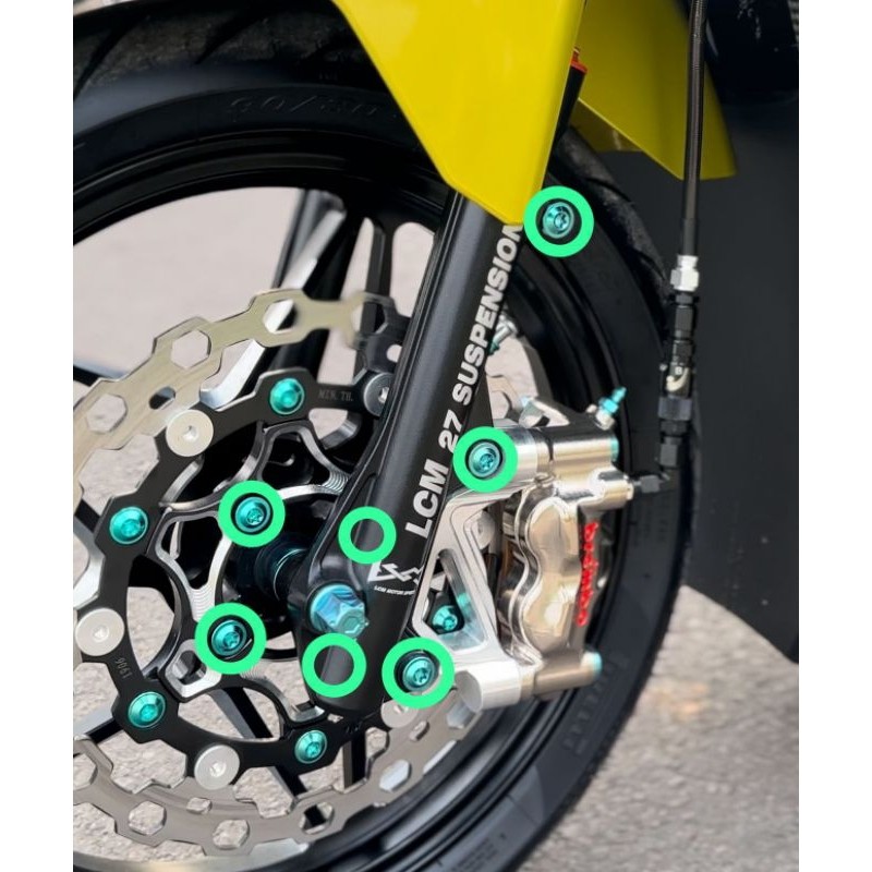 NURYANTO.SHOP SET BAUT Titanium Disk Kaliper Breket Selang Rem Honda Vario 125 150 Beat Scopy