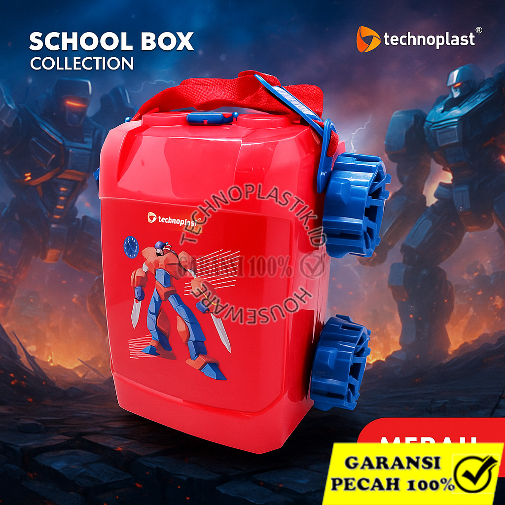TECHNOPLAST Lunch Box Set School Box Robot Heros Roda Kotak Bekal &Botol