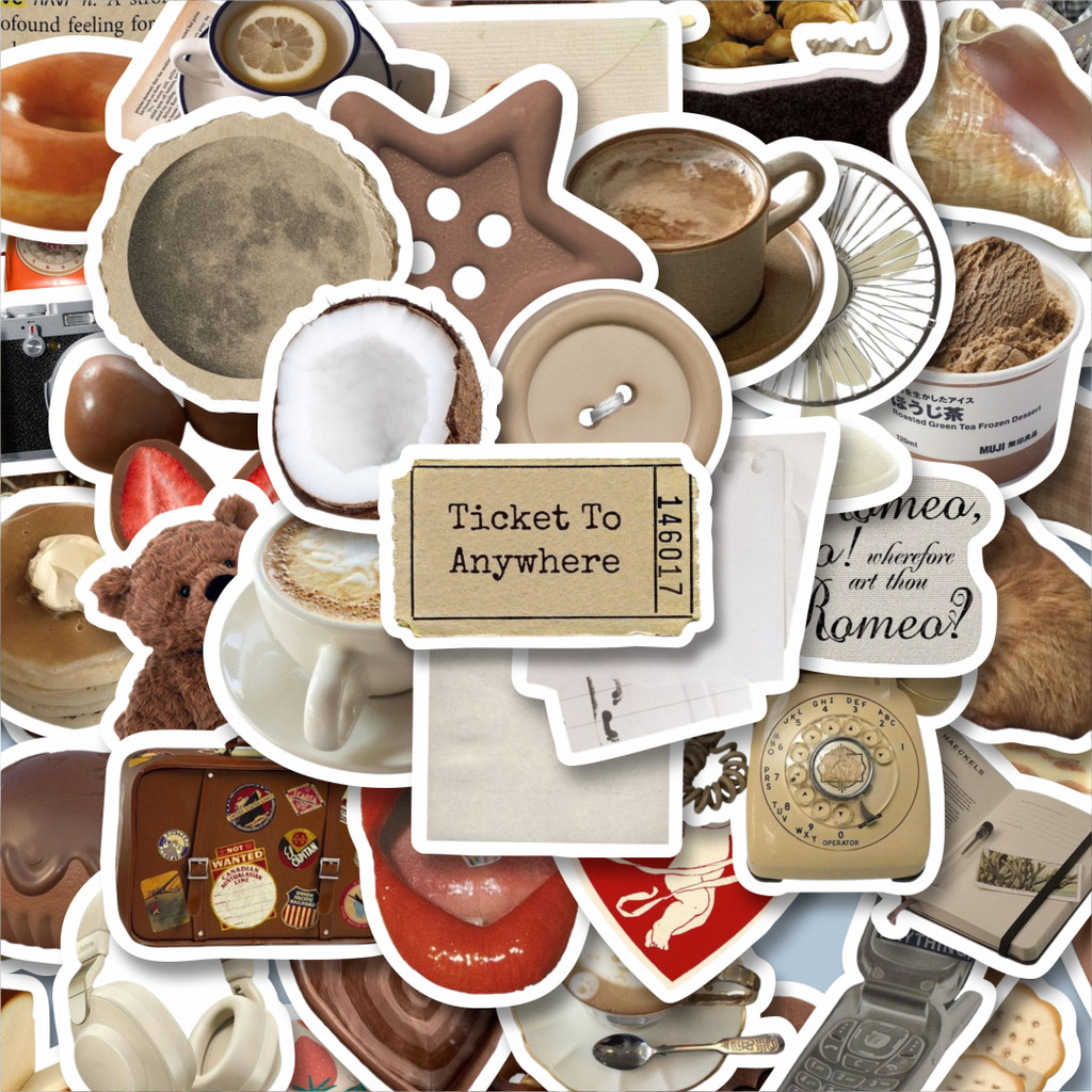 

100PCS Lucu Stiker Espresso Inspired Retro Aesthetic Mix Stiker Aesthetic Stiker Anti Air Stikers Berperekat Waterproof sticker decal buat Motor Helm Buku Journal Koper Casing HP Laptop Botol Minum Hadiah anak