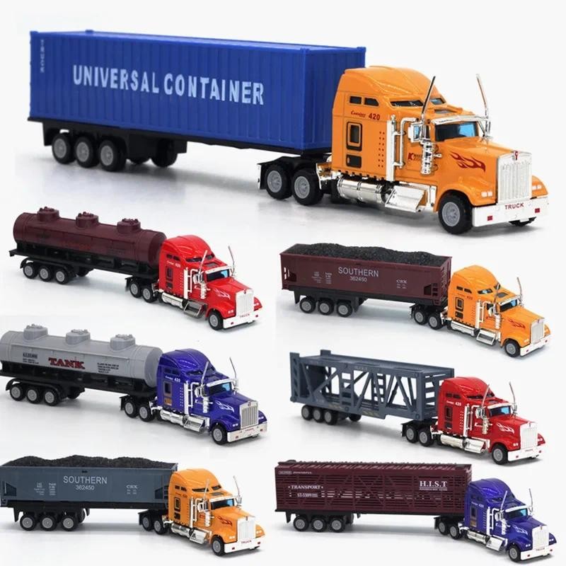 1:50 Large Diecast Alloy Truck Car Model Toys Simulation Oil Truck Tank Container Pull Back Transpor