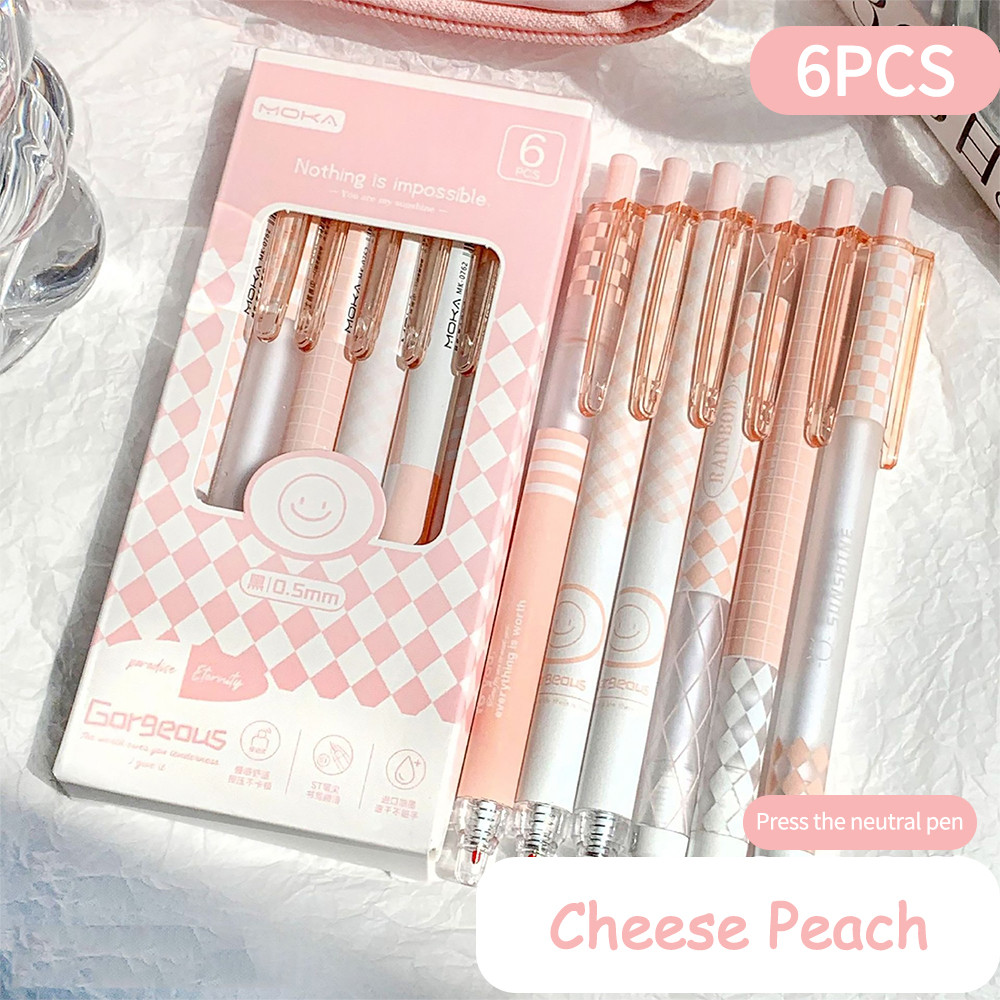 

6 Pc Creative Pens 0.5mm ST Nib Kawaii Pen Set for Writing Fresh Color Korean Stationery Cute School Supplies for Students