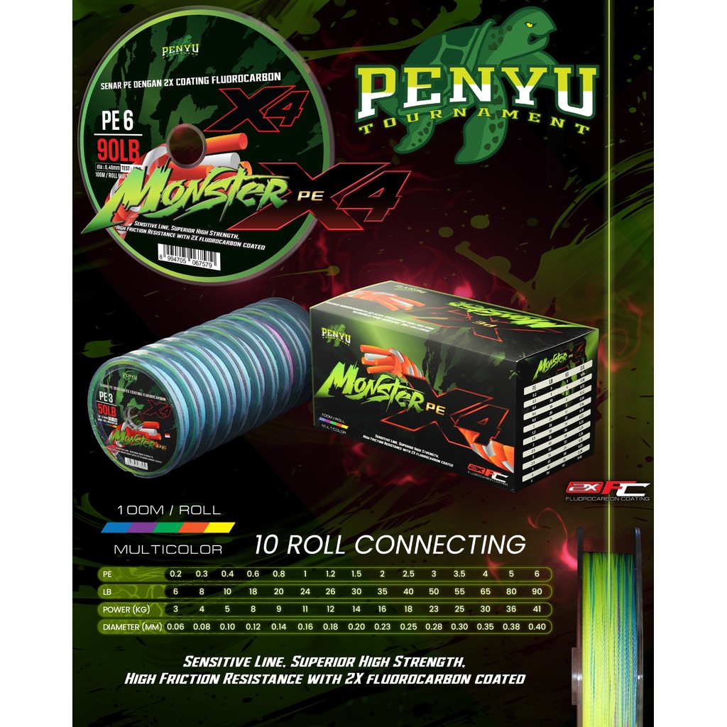 Penyu - Senar Penyu Monster PE X4 - Senar Pancing