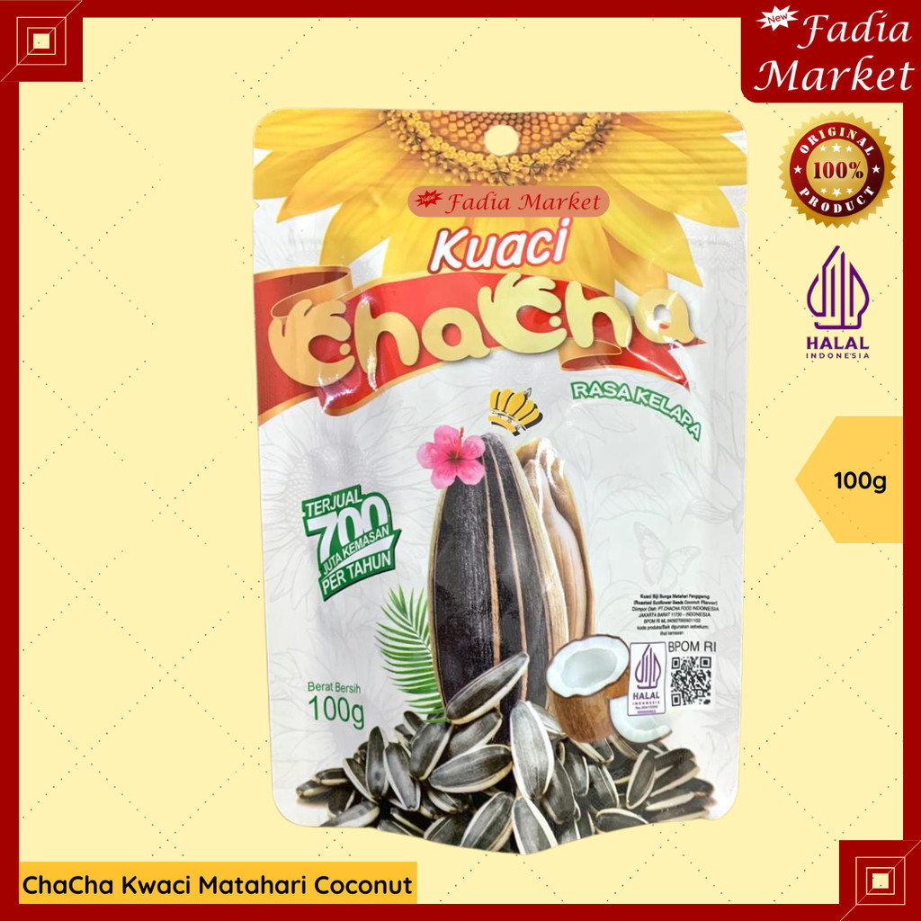 

Chacha Kwaci Kuaci Biji Bunga Matahari Rasa Kelapa 100g | Sunflower Seeds Coconut Flavor Snack Renyah