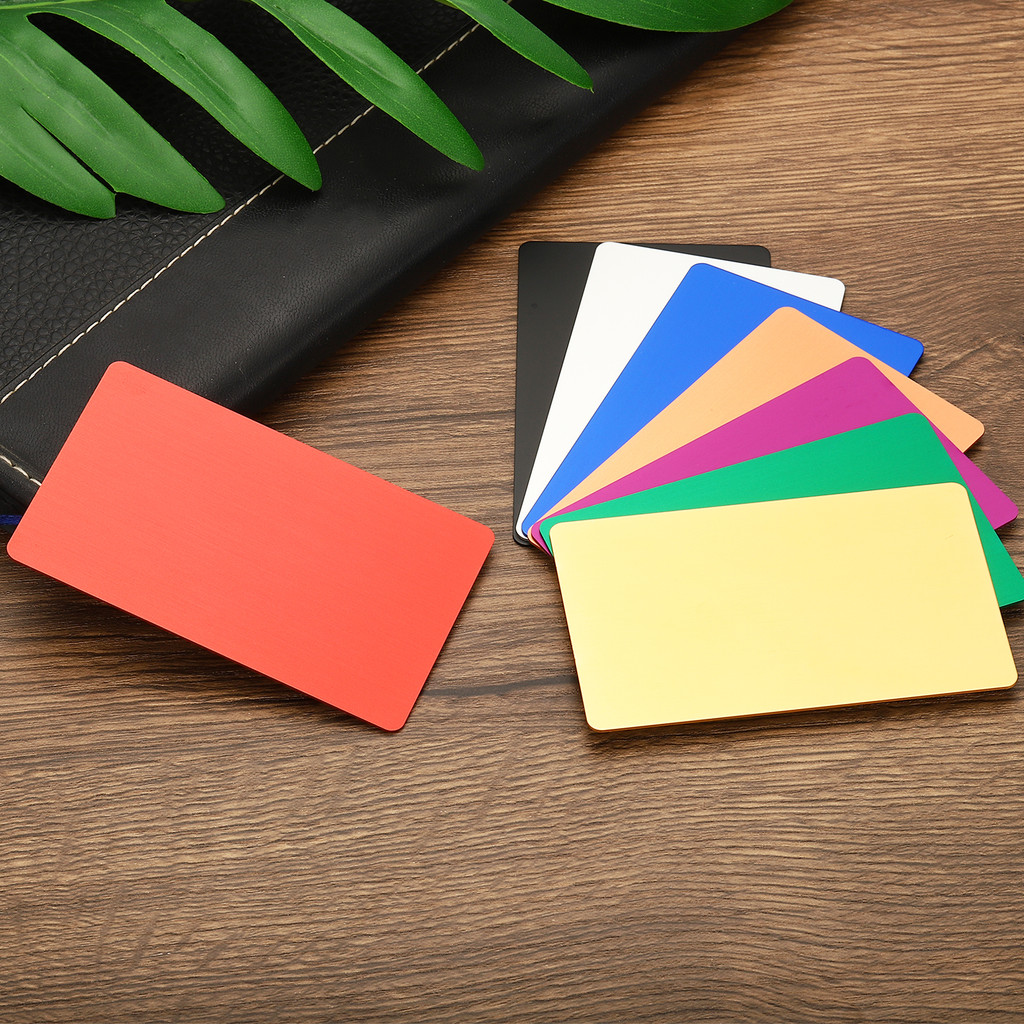 

6/12Pcs 86x54x0.8mm Metal Business Cards Laser Engraving DIY Card Office Supplies Anodized Aluminum Blank Laser Engraved Card