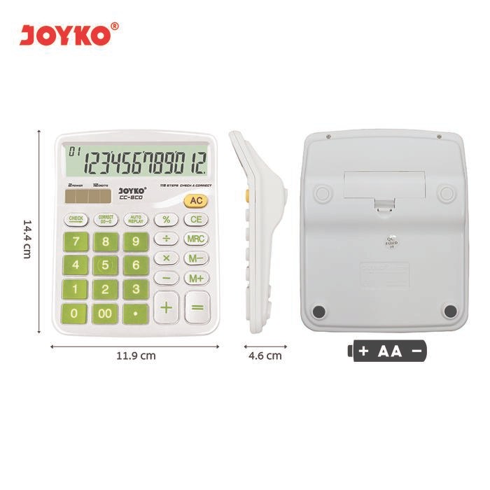 

⌞ Limited Stok⌝ - Terlaris (1 Unit) Kalkulator JOYKO CC-8A / CC-8CO Calculator 12 Digit Ratusan Miliar Big Display Dual Power Check & Correct - CC-8CO Green