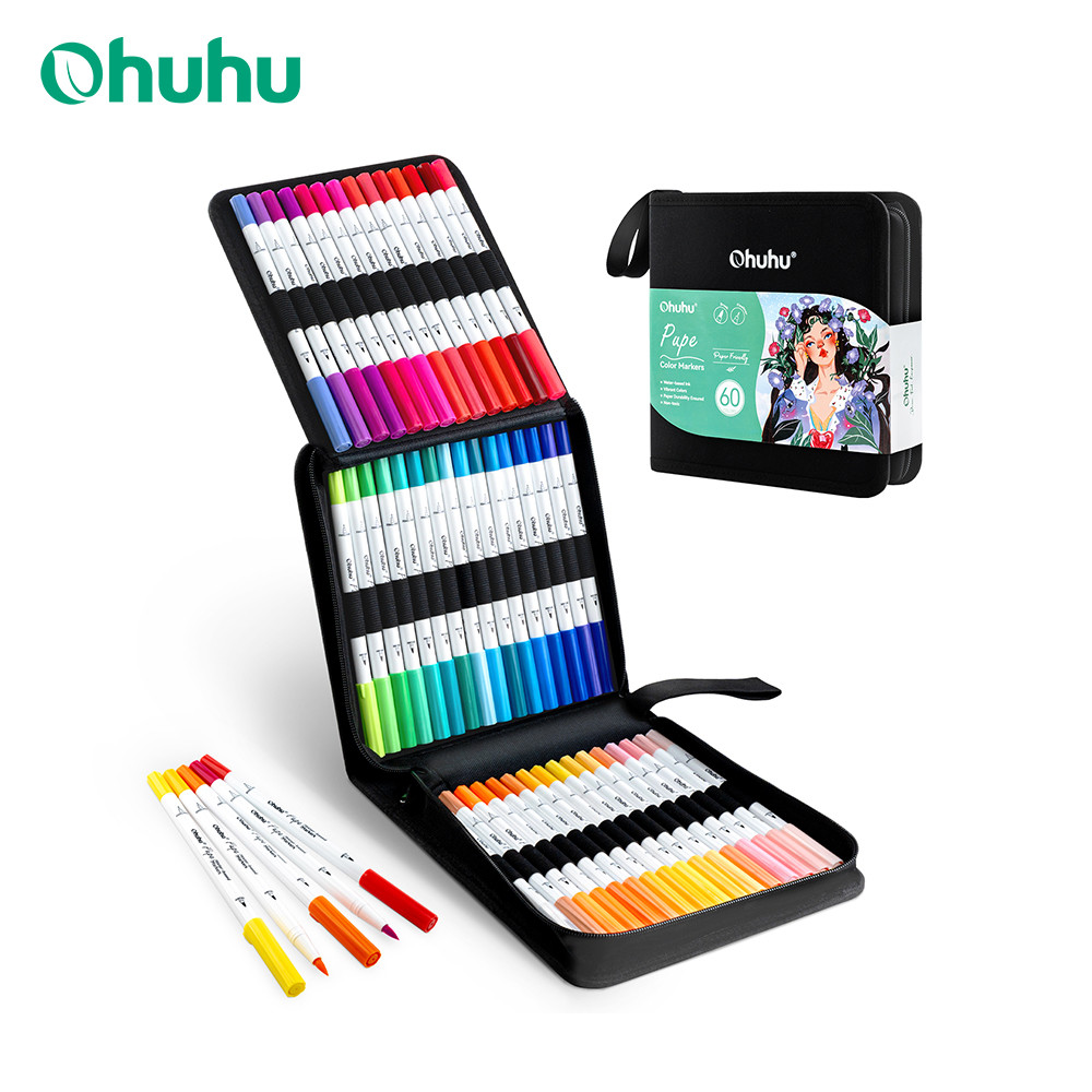 

Ohuhu Markers Paper-friendly Water-based Coloring Markers Dual Brush Fineliner Tips Markers Coloring Books Art Markers Beginner