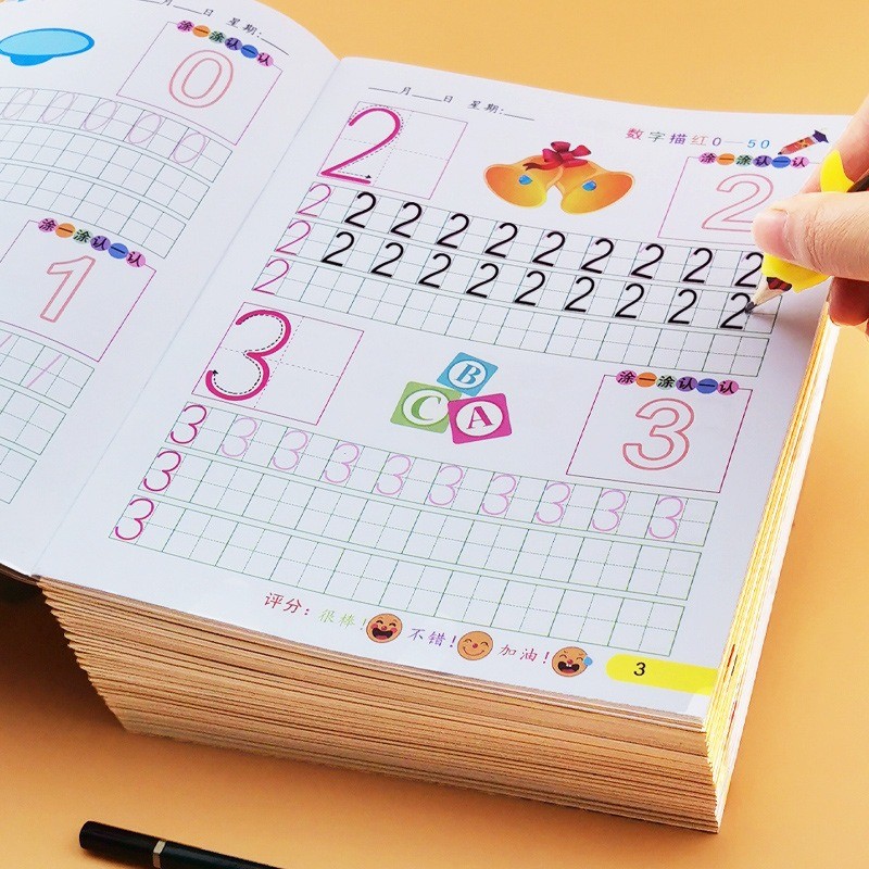 

Calligraphy Practice Book 32 Pages Writing Learning Alphabet Math Numbers for Kids Children's Kindergarten Exercises Workbook