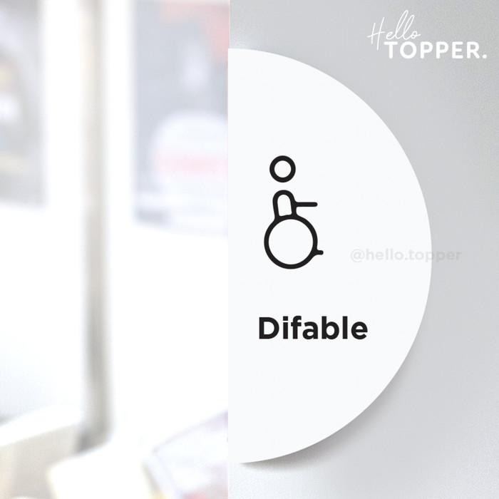 

Sign Board Akrilik Half Round Papan Tanda Acrylic Signage Difabel - Dasar Hitam, 20x10