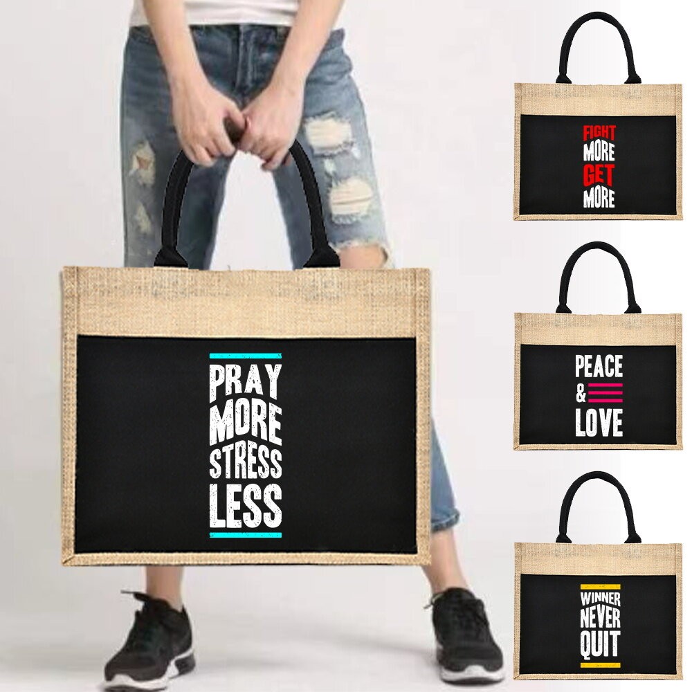 Totebag Wanita / Tas Belanja /Twilly Jute Bag Jute Tote Bag Shopping Bag Daily Storage Bags Phrase P