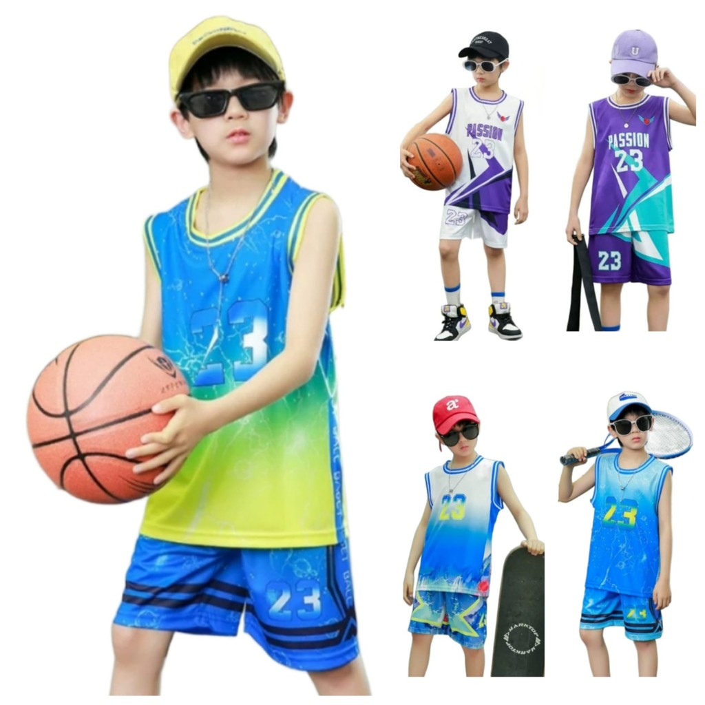 JA02 Setelan Jersey Baju Basket Anak Kids Jersey Basketball