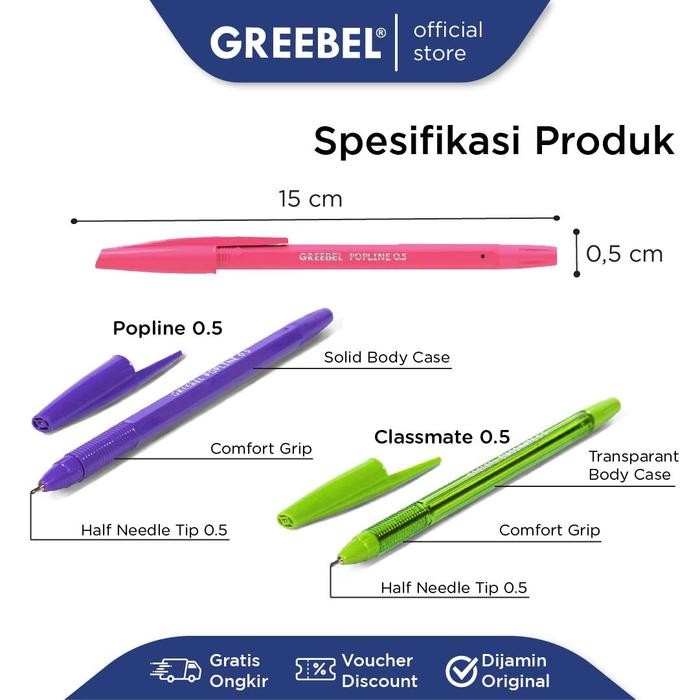 

GREEBEL 26PCS + GRATIS 6PCS | PULPEN BUNDLING 2 LUSIN + GRATIS 6PCS | PULPEN GREEBEL | BALLPOIN BOLPEN PENA - GREEBEL Bundling 2 lusin Ballpoint 0.5 - FREE 6pcs