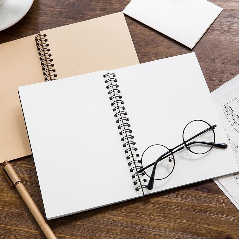 

100 Pages/ 50 Sheets Soft Cover Spiral Blank Sketch Books Pad Notepad Notebook Book Ideal for Writing, Planning, Drawing