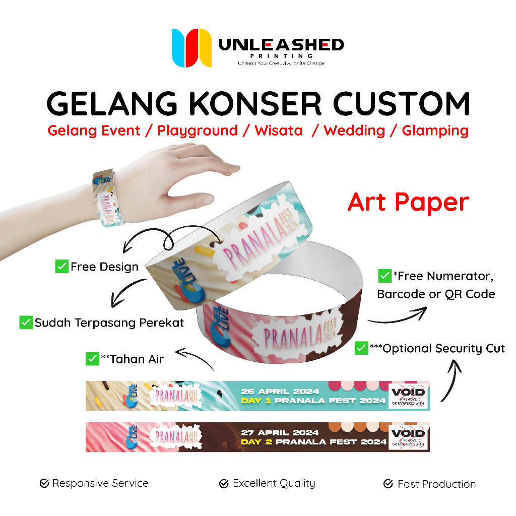 

Gelang Konser Custom | Gelang Event / Playground / Wisata / Wedding / Glamping | Custom Wristband