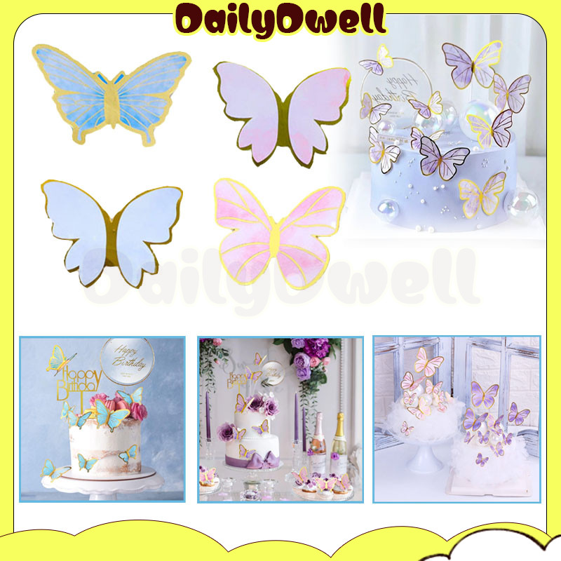 

potongan kupu-kupu puncak kue topper/topper kupu kupu chrome 3d / dekorasi kue ulang tahun/