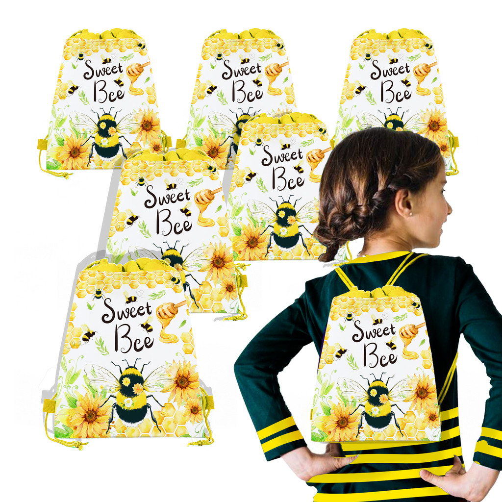 

Cartoon Honey Bee Animals Sunflower Non-woven Bag Birthday Gifts Drawstring School Backpack Baby Kids Party Packing Storage Bags