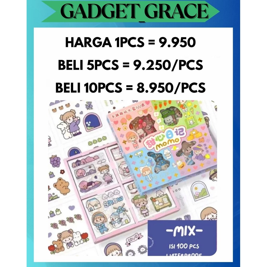 

GG STICKER LABUBU VIRAL MOMO NONO ISI 100 LEMBAR / BOX WATERPROOF PET STIKER NEW