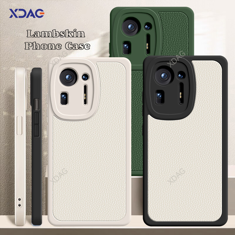 Classic Square Phone Case for Xiaomi Mi Mix 4 Mix4 5G Lamb Skin  al Leather Back Cover Lens Protecti
