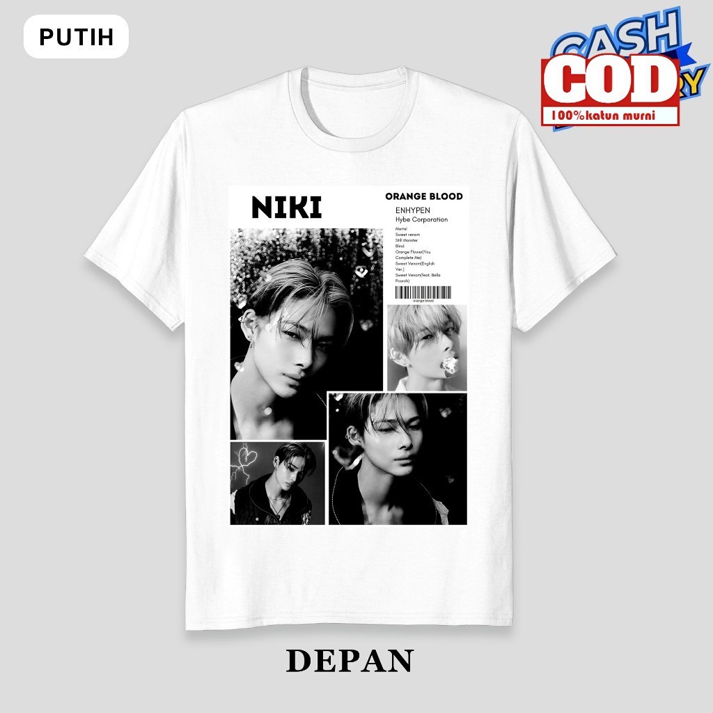 COD (Dikirim dalam 24 jam)MIEMIE. Baju Kaos Tshirt En Initial " NIKI " Jake Sunoo Jungwon Sunghoon J