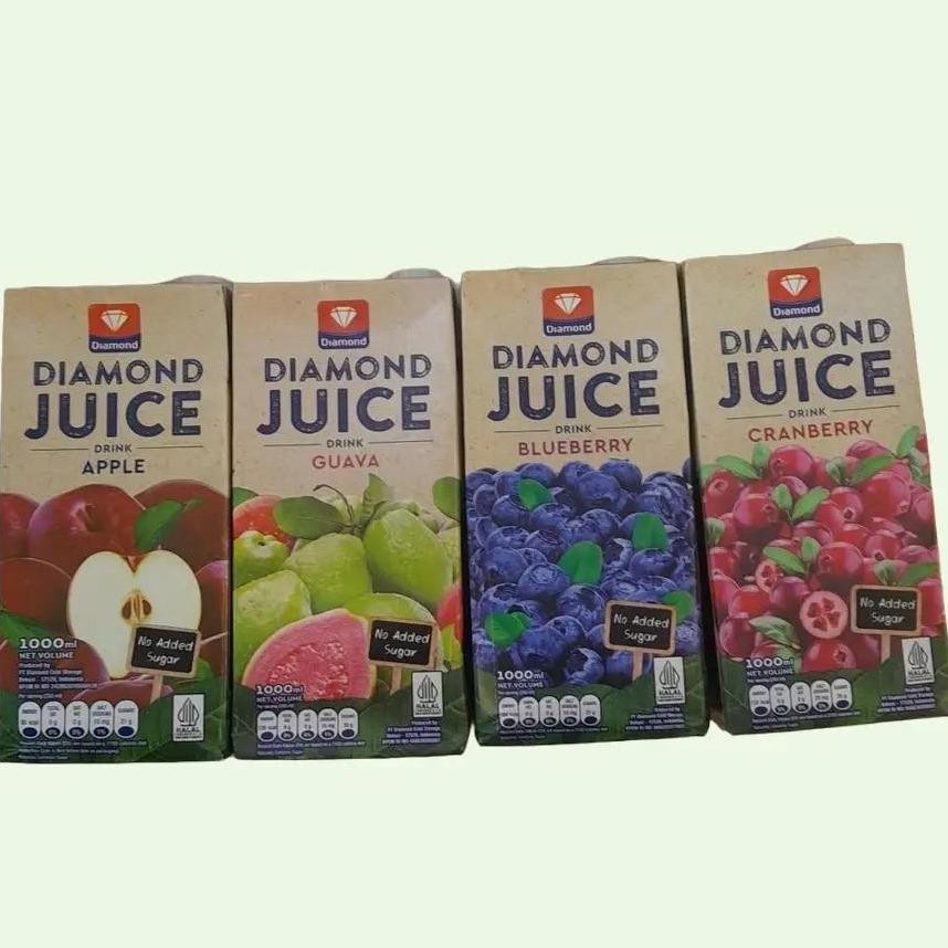 

Diamond Juice MInuman Jus Buah NO SUGAR ADDED Rasa APPLE / GUAVA / CRANBERRY / BLUEBERRY / ORANGE 1000ml 1L