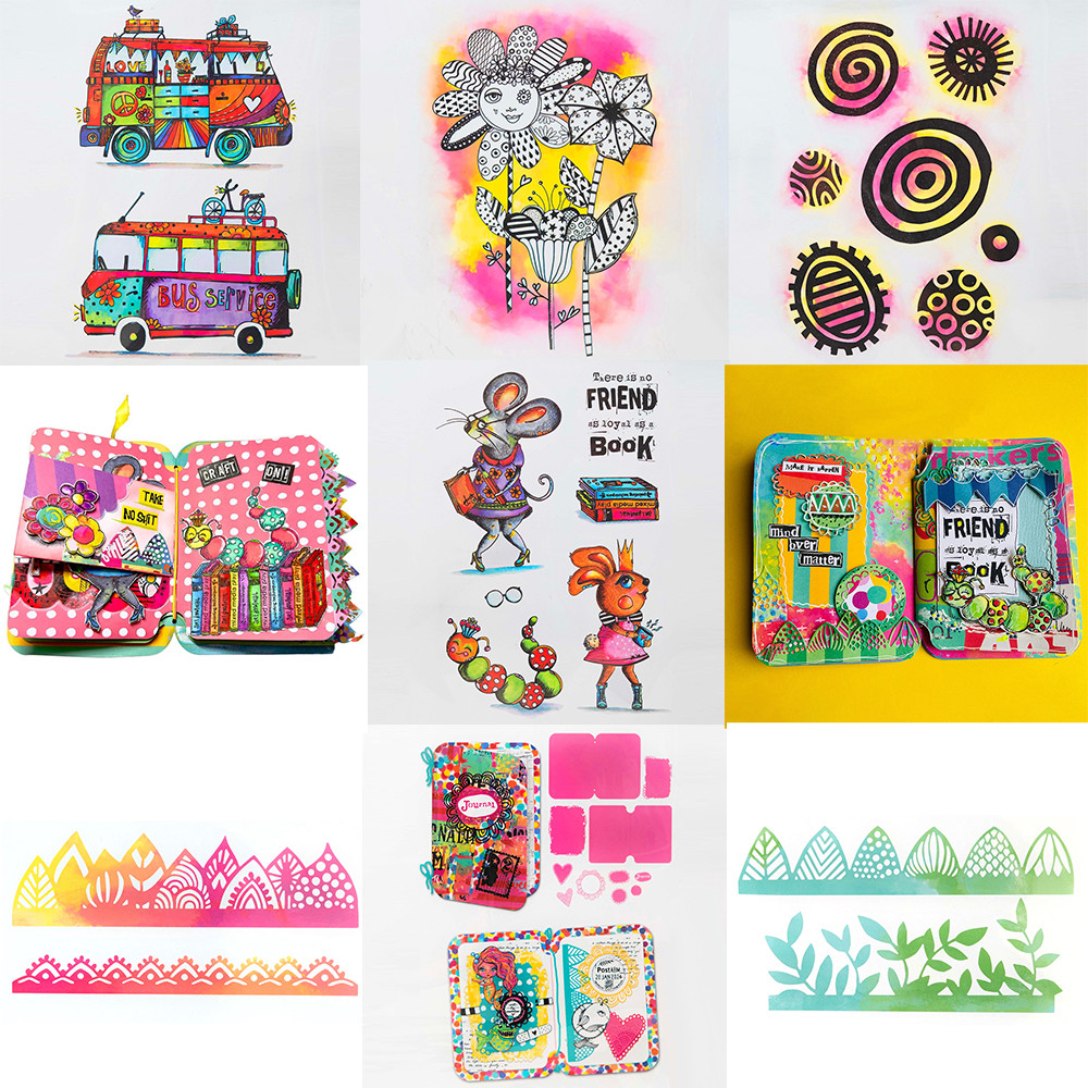 

Journal Die Signature Collection Cutting Dies Circle Salad Playful Flowers Book Worm Stamps For DIY Scrarpbooking Paper Card