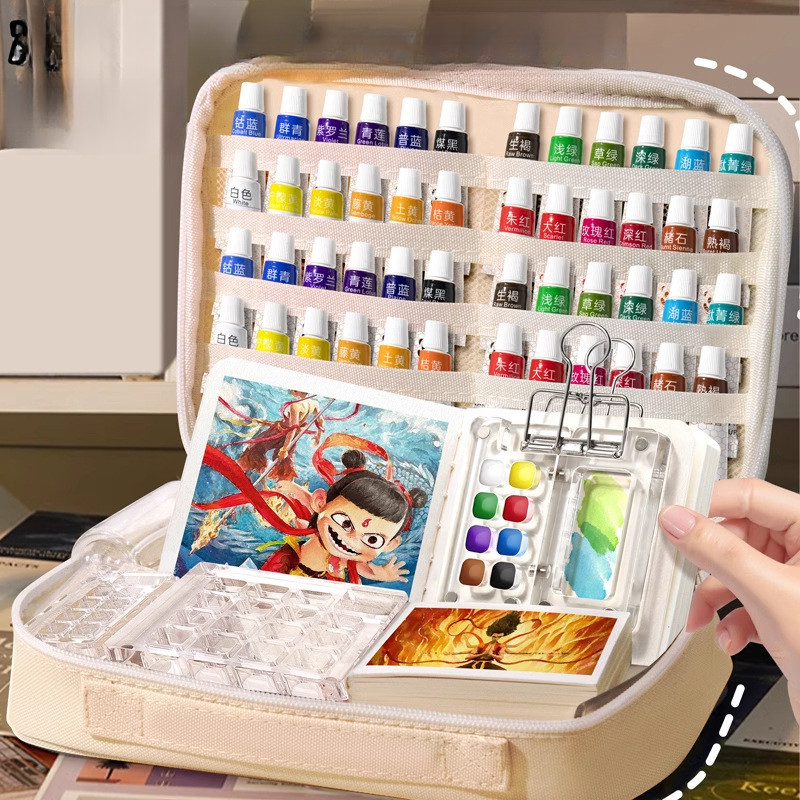 

Paket cat air akrilik mini papan gambar kecil set cat air padat set lengkap alat lukis