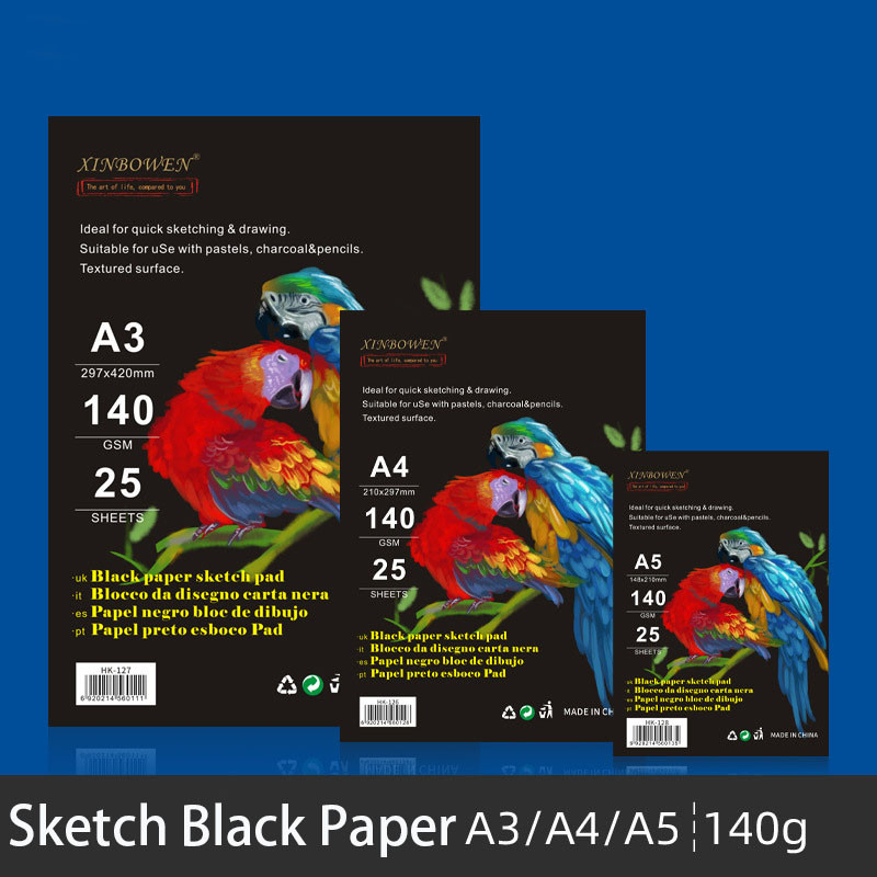 

A4/A5 Black Sketch Paper Pad 25-Sheets 140GSM Black Paper For Drawing Sketching