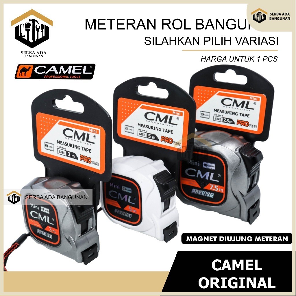 SAB Meteran Camel Mini Ukuran 3 Meter, 5 Meter, dan 7,5 Meter Meteran Tukang 3 Meter Measuring Tape 