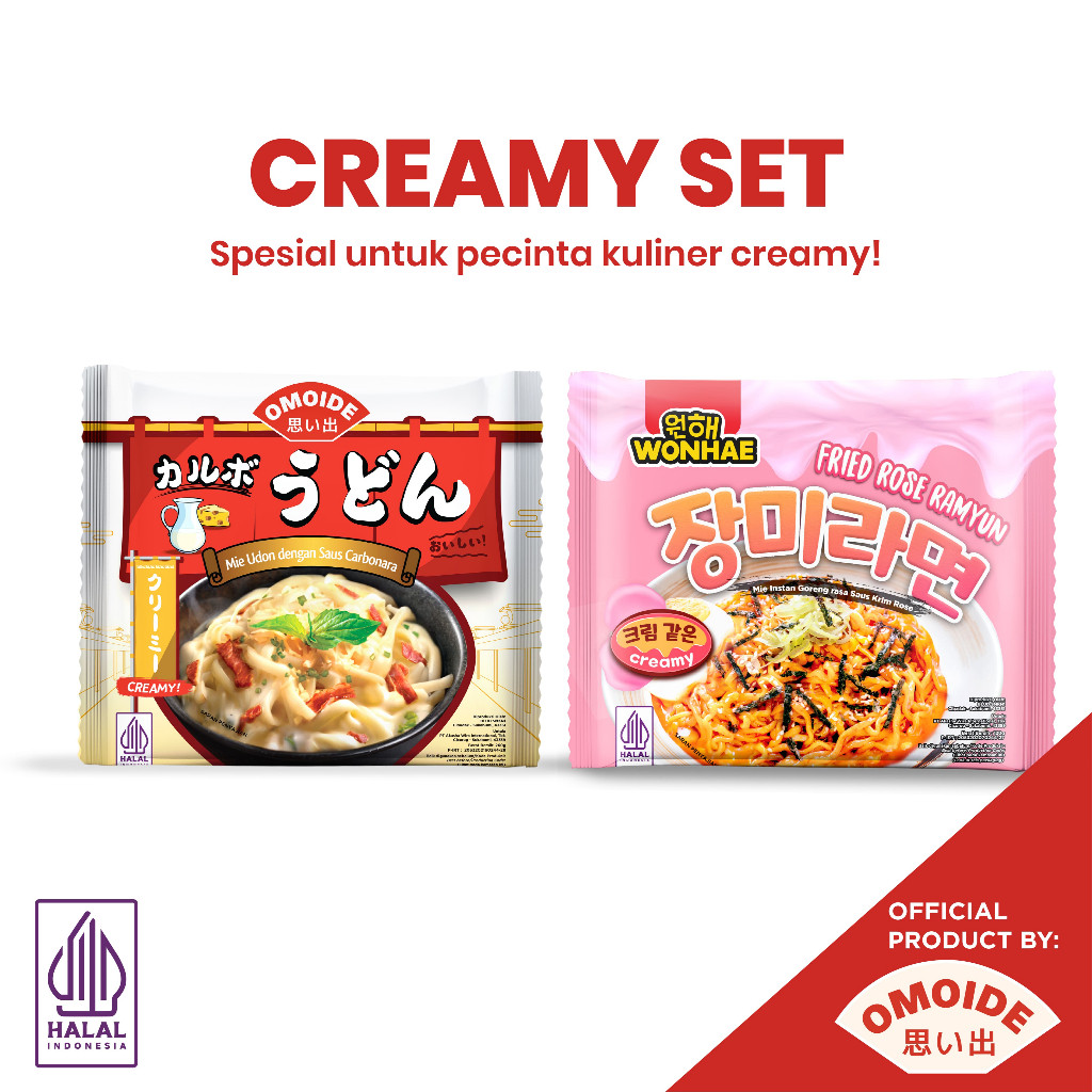 

Omoide Creamy Set - Carbonara Udon 260 gr & Wonhae Rose Ramyun by Mujigae