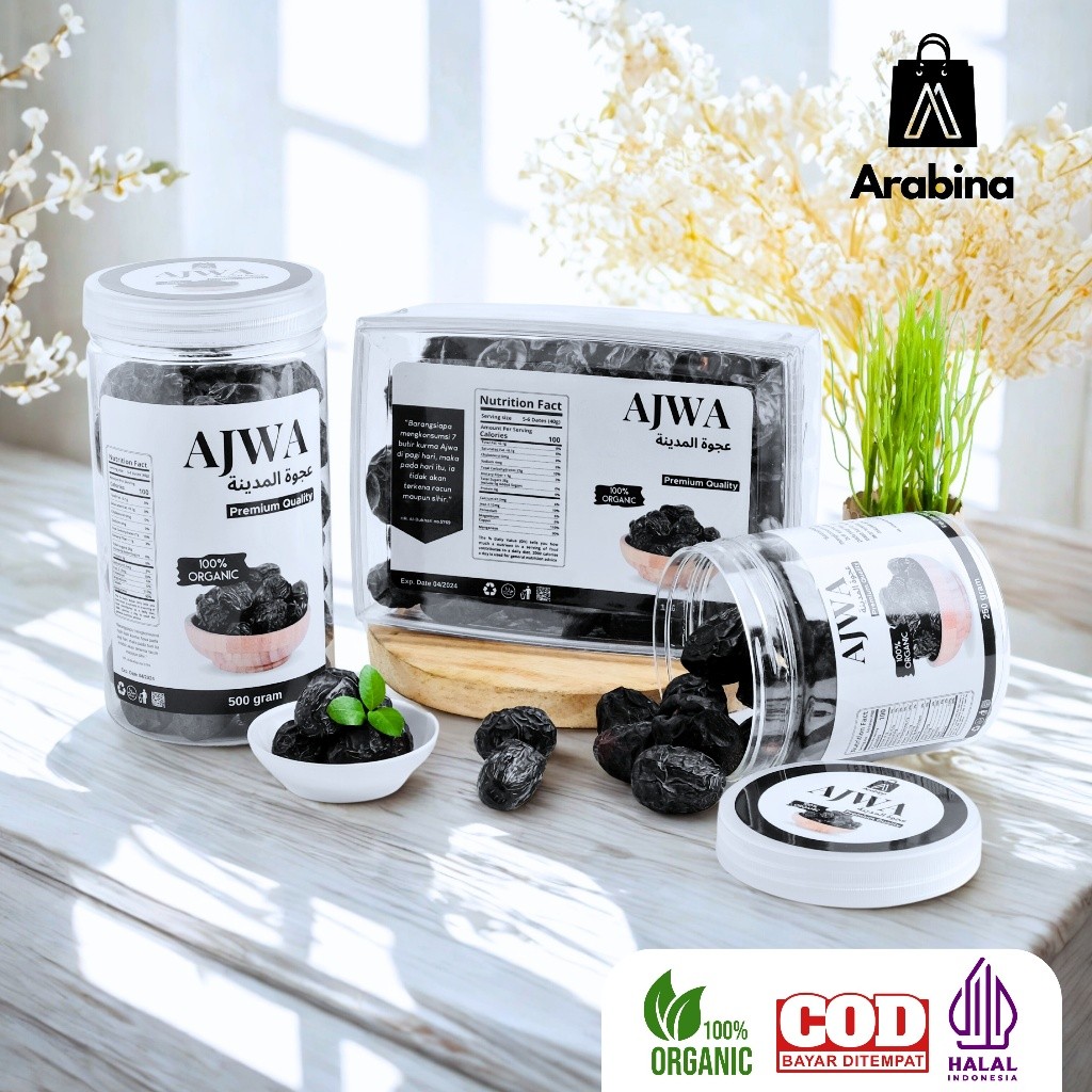 

Arabina Kurma Ajwa Azwa Madinah Premium Lembut Legit Original