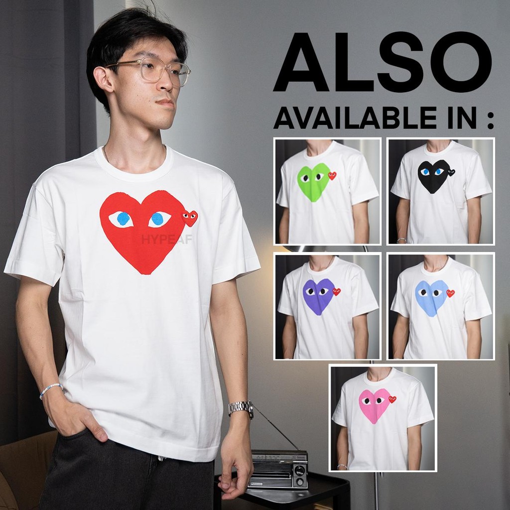 CDG Comme des Garcons PLAY Play Red Black Emblem Tshirt Tee Authentic / Baju Kaos CDG Original