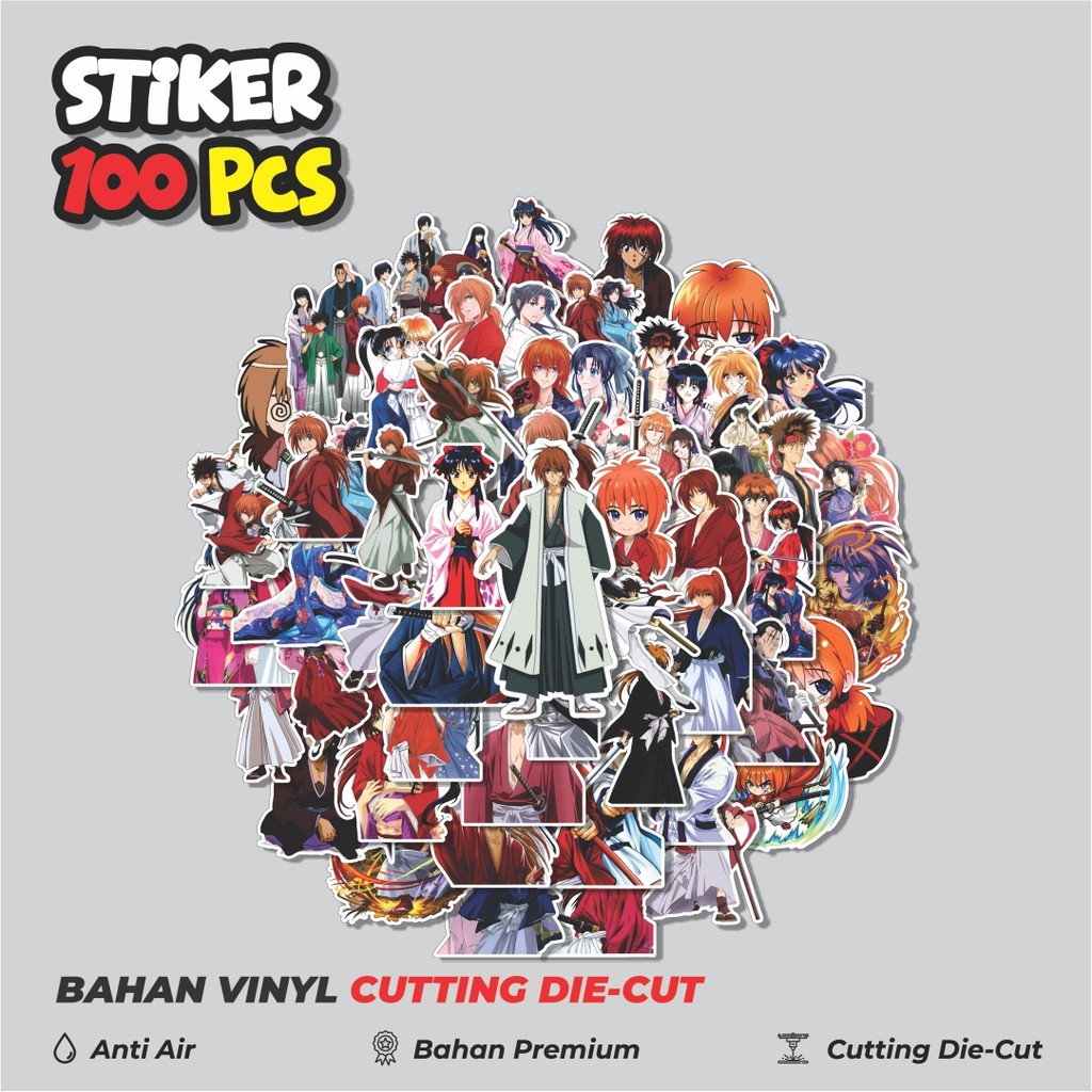 

Terbaru! 50 pcs Stiker Anime Roruni Kenshin Samurai X Dekorasi Lucu Kreatif untuk Notebook, Skateboard, HP