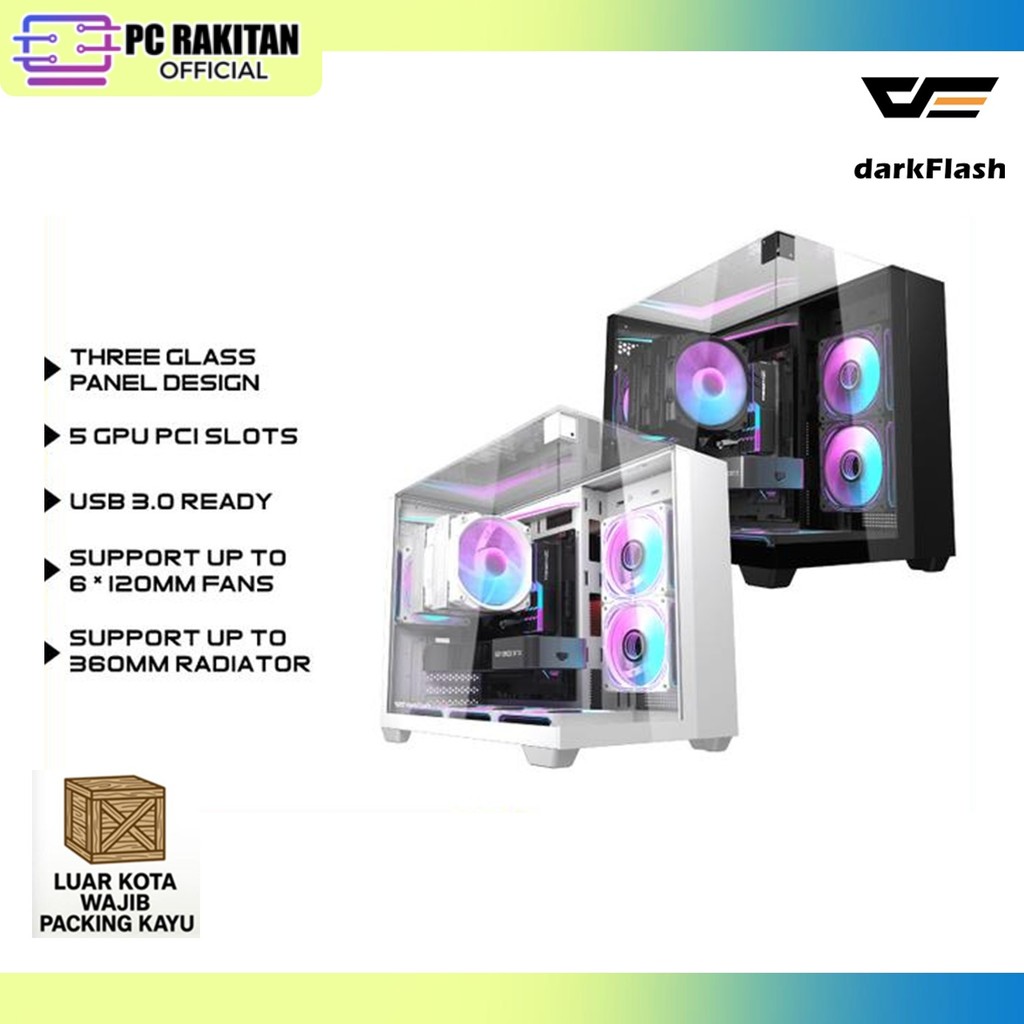 darkFlash TH285M M-ATX PC Casing [NO FAN] / Casing PC Tanpa Fan - Putih