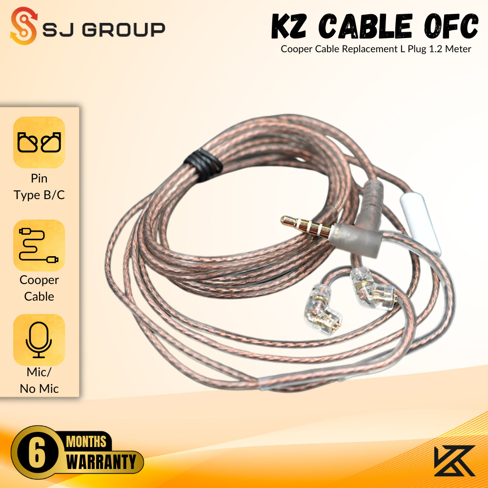 KZ Cable OFC Flat Brown Mic Upgrade Kabel KZ Pin Type C ZEX ESX ZS10 ZSN PRO X DQ6 DQ6S