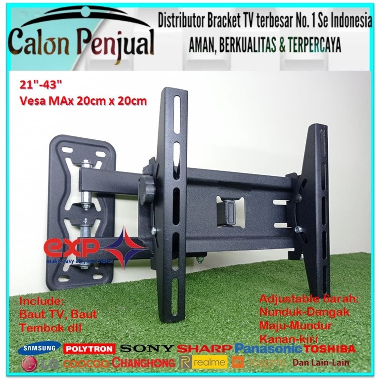 Terlaris Bracket TV TCL 14 s/d 43 inch 6 ARAH FULL BESI SUPER KOKOH GARANSI 100% ORI