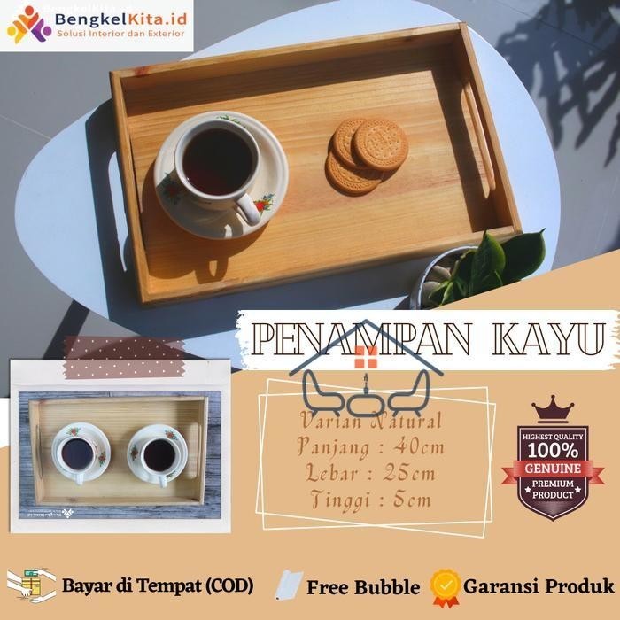WOODEN TRAY/PENAMPAN KAYU/BAKI KAYU/KAYU PINUS JATI BELANDA/KAYU JATI - Putih