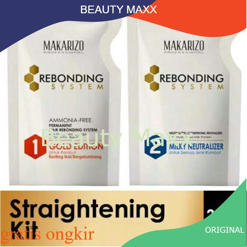 MAKARIZO REBONDING SYSTEM RESISTANT GOLD EDITION SUPER GOLD / CREAM PELURUS RAMBUT MAKARIZO