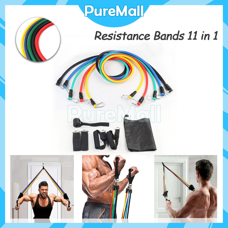 Power Resistance Set 11 In 1 / Alat Gym Resistance Bands / Alat Fitness