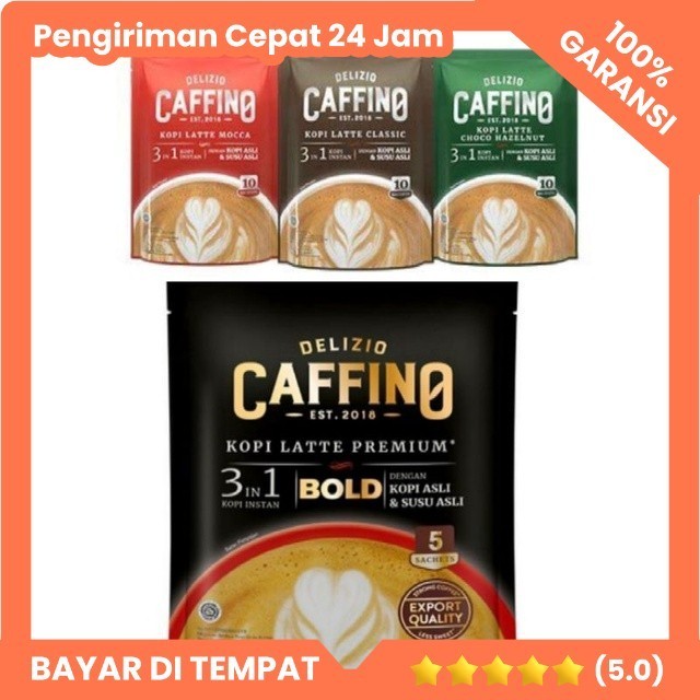 

DELIZIO CAFFINO KOPI LATE MOCCA 3 IN 1 KOPI INSTAN KOPI ASLI & SUSU ASLI / HAZELNUT / BOLD / CLASSIC