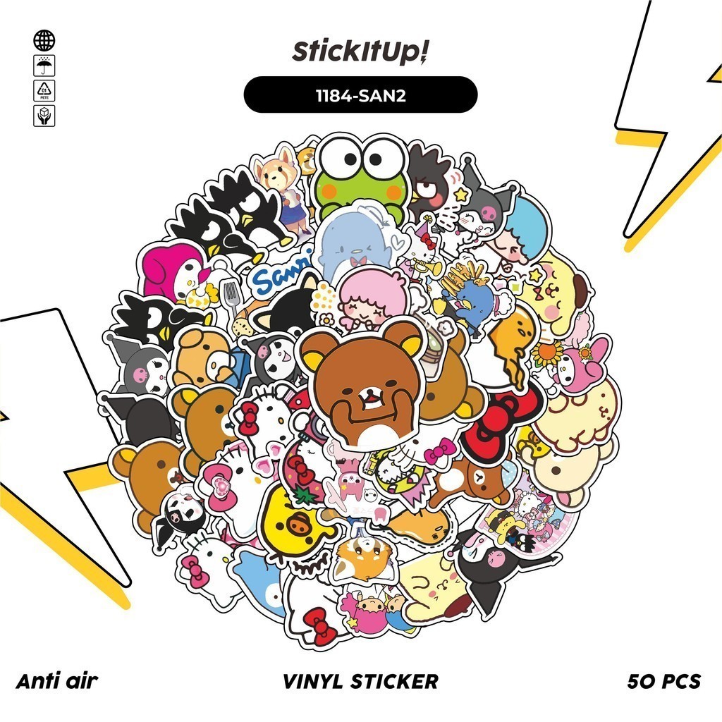 

COD✨ 100 Pcs Stiker SANRIO v4 Lucu Anti Air Untuk Dekorasi Notebook Sepeda Skateboard Handphone DIY
