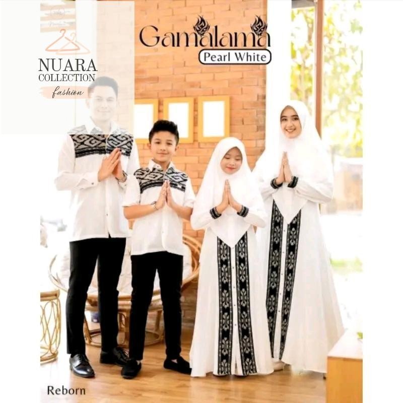 Baju couple keluarga Kemeja dan gamis gamalama pearl white baju couple keluarga, baju couple kondang