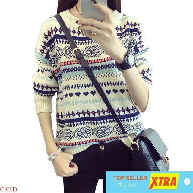 Pusat Baju Sweater willy white RO pakaian wanita Sweater rajut putih Supliyer Fashion